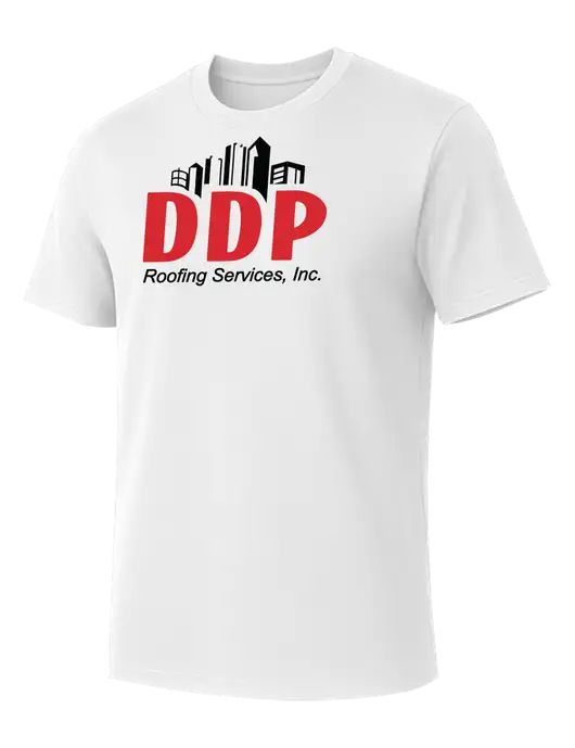Allmade Bright White Organic Cotton Tee w/DDP Roofing Services Logo