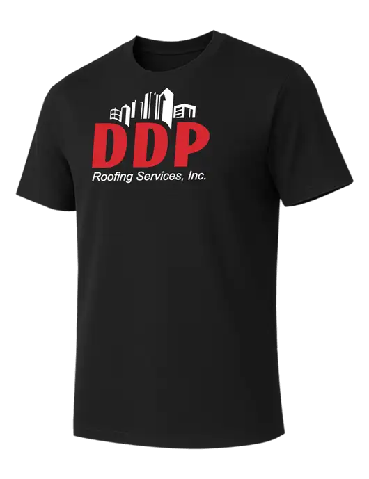 Allmade Deep Black Organic Cotton Tee w/DDP Roofing Services Logo