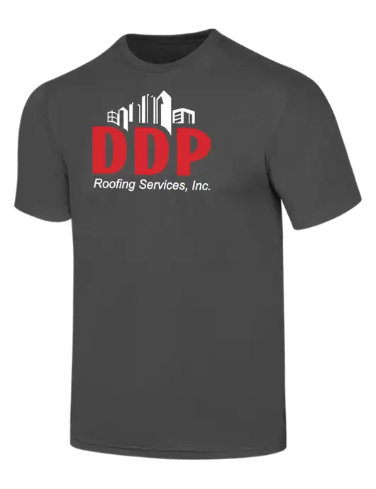 Simply Soft Charcoal 4.5oz  Poly/Combed Ring Spun Cotton T-Shirt w/DDP Roofing Services Logo