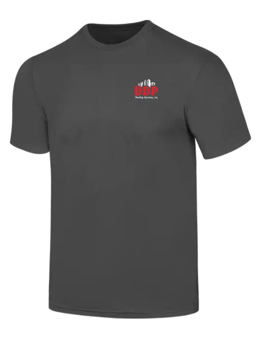 Simply Soft Charcoal 4.5oz  Poly/Combed Ring Spun Cotton T-Shirt w/DDP Roofing Services Logo
