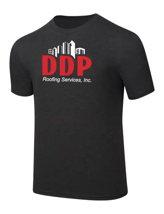 Simply Soft Black Frost 4.5oz  Poly/Combed Ring Spun Cotton T-Shirt w/DDP Roofing Services Logo