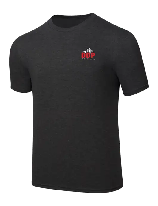 Simply Soft Black Frost 4.5oz  Poly/Combed Ring Spun Cotton T-Shirt w/DDP Roofing Services Logo