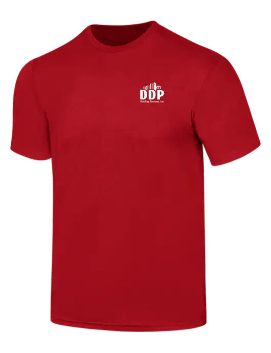 Simply Soft Red 4.5oz  Poly/Combed Ring Spun Cotton T-Shirt w/DDP Roofing Services Logo