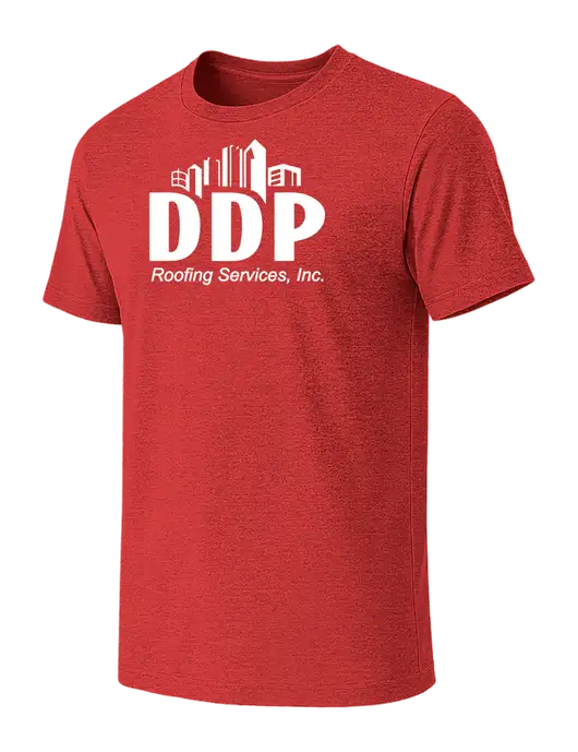 BELLA+CANVAS Heather Red CVC Short Sleeve Tee w/DDP Roofing Services Logo