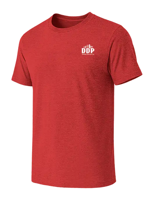 BELLA+CANVAS Heather Red CVC Short Sleeve Tee w/DDP Roofing Services Logo