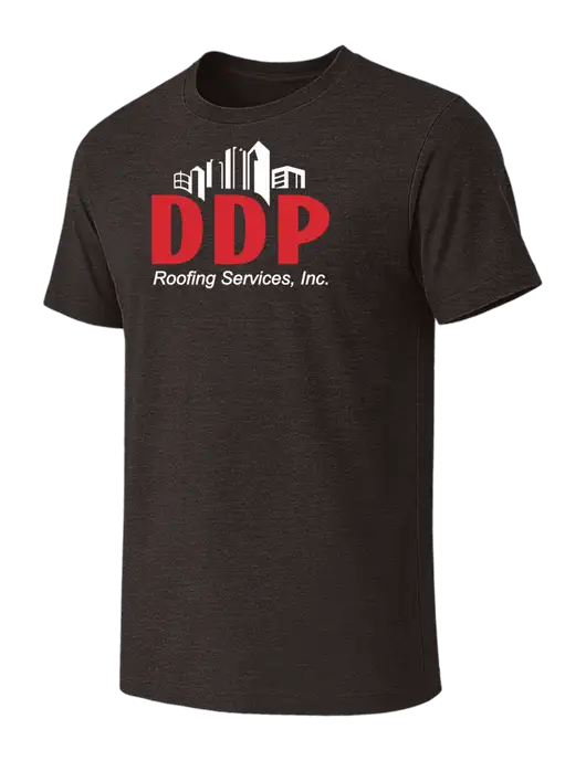BELLA+CANVAS Dark Grey Heather CVC Short Sleeve Tee w/DDP Roofing Services Logo