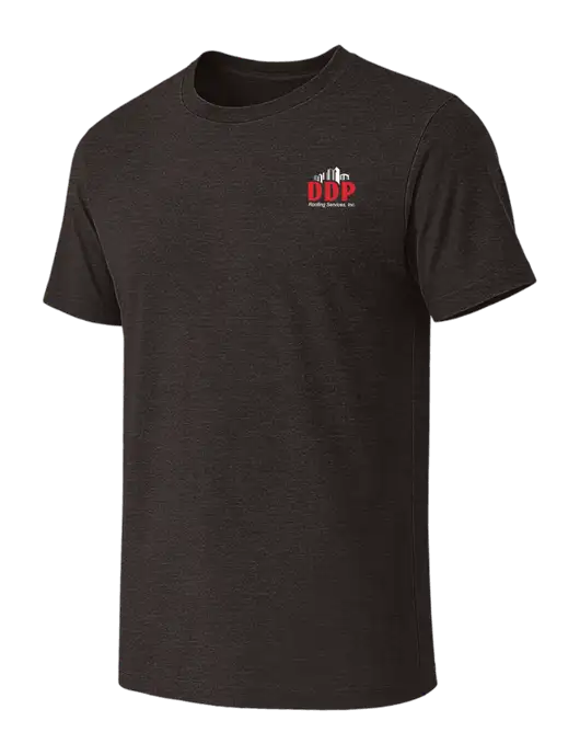BELLA+CANVAS Dark Grey Heather CVC Short Sleeve Tee w/DDP Roofing Services Logo