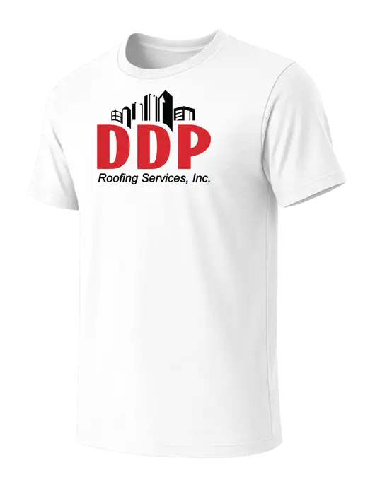 BELLA+CANVAS White Blend CVC Short Sleeve Tee w/DDP Roofing Services Logo