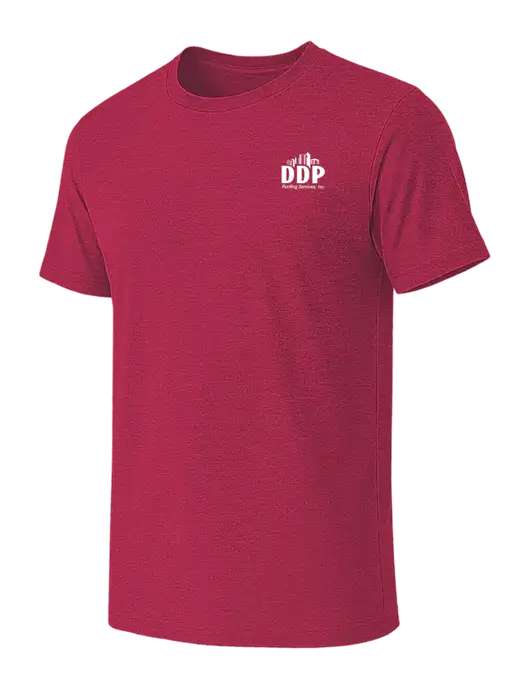 BELLA+CANVAS Heather Raspberry CVC Short Sleeve Tee w/DDP Roofing Services Logo