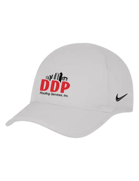 Nike White Featherlight Cap w/DDP Roofing Services Logo
