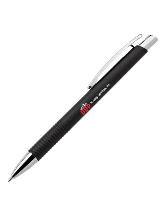 Malay Black Ballpoint Pen - Blue Ink w/DDP Roofing Services Logo