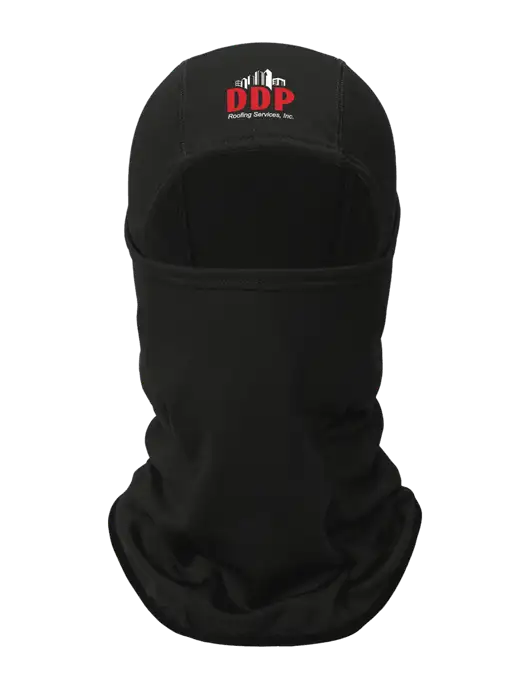 Black CornerStone Smooth Fleece Face Mask w/DDP Roofing Services Logo