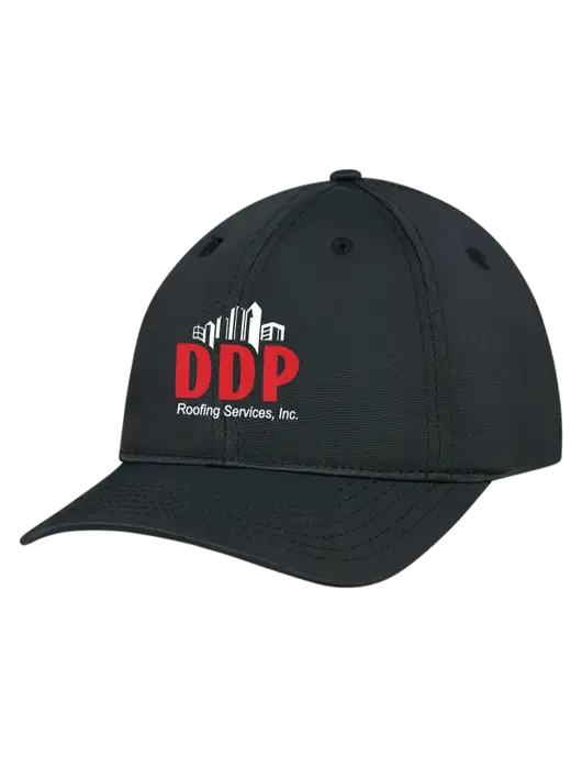 Black Nylon Twill Performance Cap w/DDP Roofing Services Logo