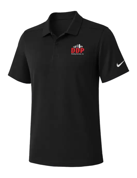 Nike Black Dry Essential Solid Polo w/DDP Roofing Services Logo