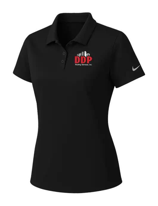 Nike Womens Black Dry Essential Solid Polo w/DDP Roofing Services Logo