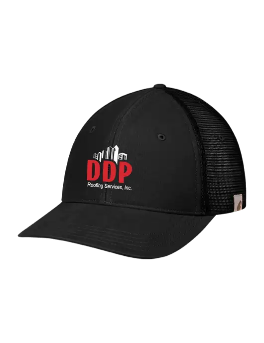 Carhartt Black Canvas Trucker Cap w/DDP Roofing Services Logo