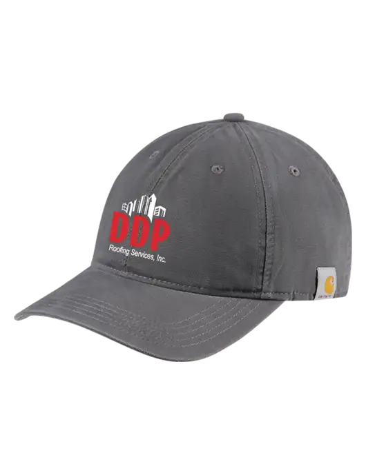Carhartt Dark Grey Cotton Canvas Cap w/DDP Roofing Services Logo