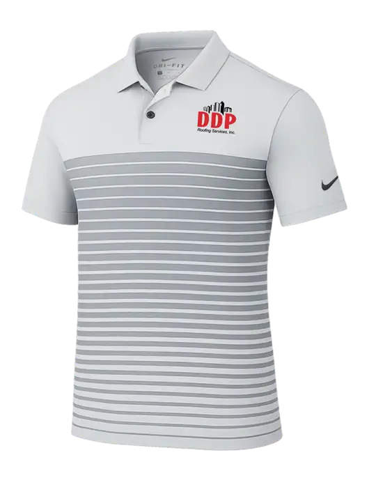 Nike Light Grey Dri-FIT Vapor Block Polo w/DDP Roofing Services Logo