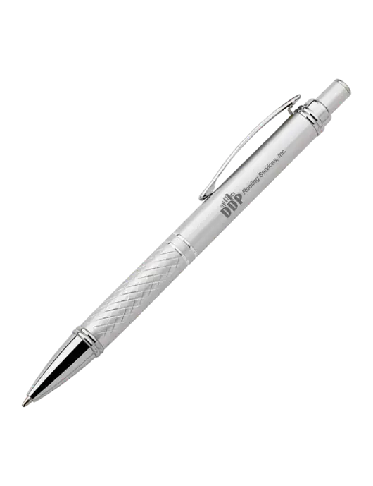 Silver Stellar Scribe Pen - Black Ink w/DDP Roofing Services Logo