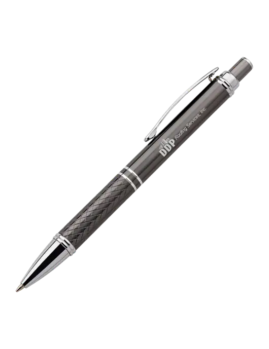 Dark Grey Stellar Scribe Pen - Black Ink w/DDP Roofing Services Logo