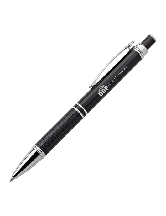 Black Stellar Scribe Pen - Black Ink w/DDP Roofing Services Logo