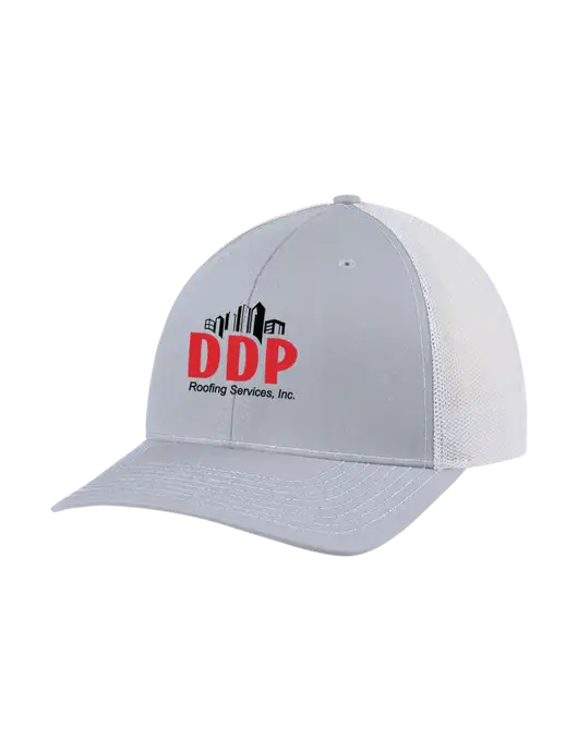Richardson Adjustable Snapback Original 112 Trucker Cap Light Heather Grey w/White Mesh w/DDP Roofing Services Logo