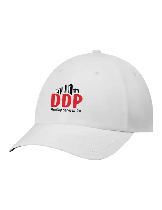 Richardson Relaxed Performance Lite White Cap w/DDP Roofing Services Logo