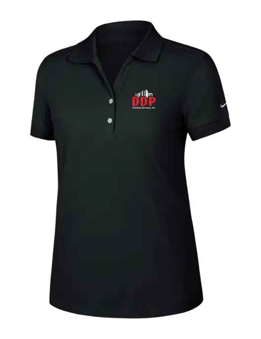 Nike Womens Dri-FIT Classic Black Polo w/DDP Roofing Services Logo