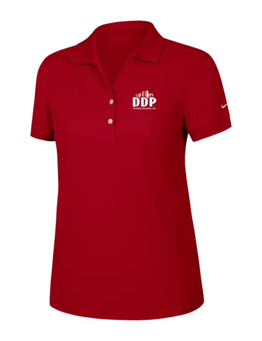 Nike Womens Dri-FIT Classic Red Polo w/DDP Roofing Services Logo