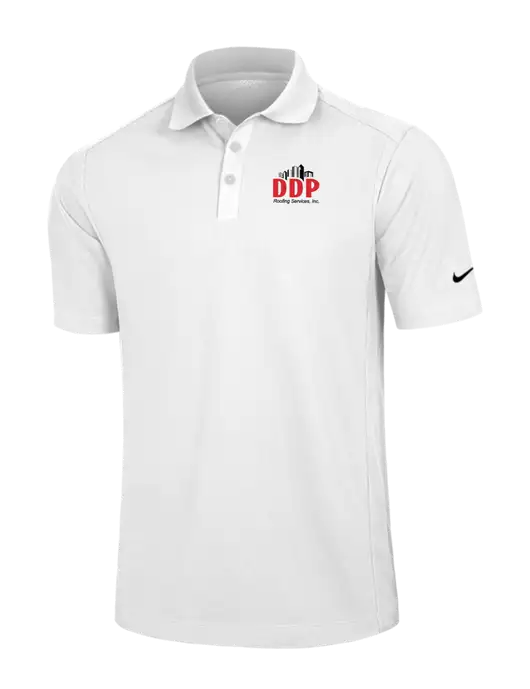 Nike White Dri-FIT Classic Polo w/DDP Roofing Services Logo